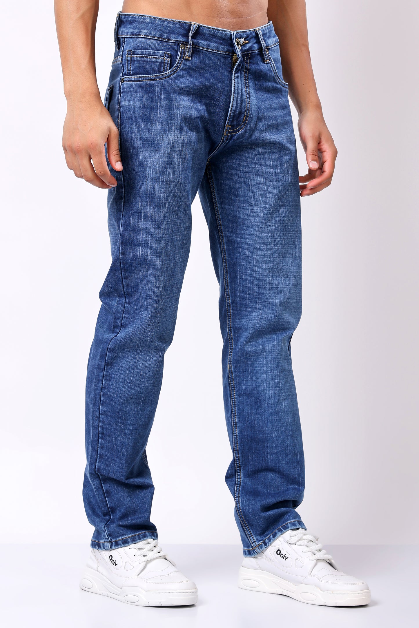 Classic Medium Wash Straight Leg Jeans