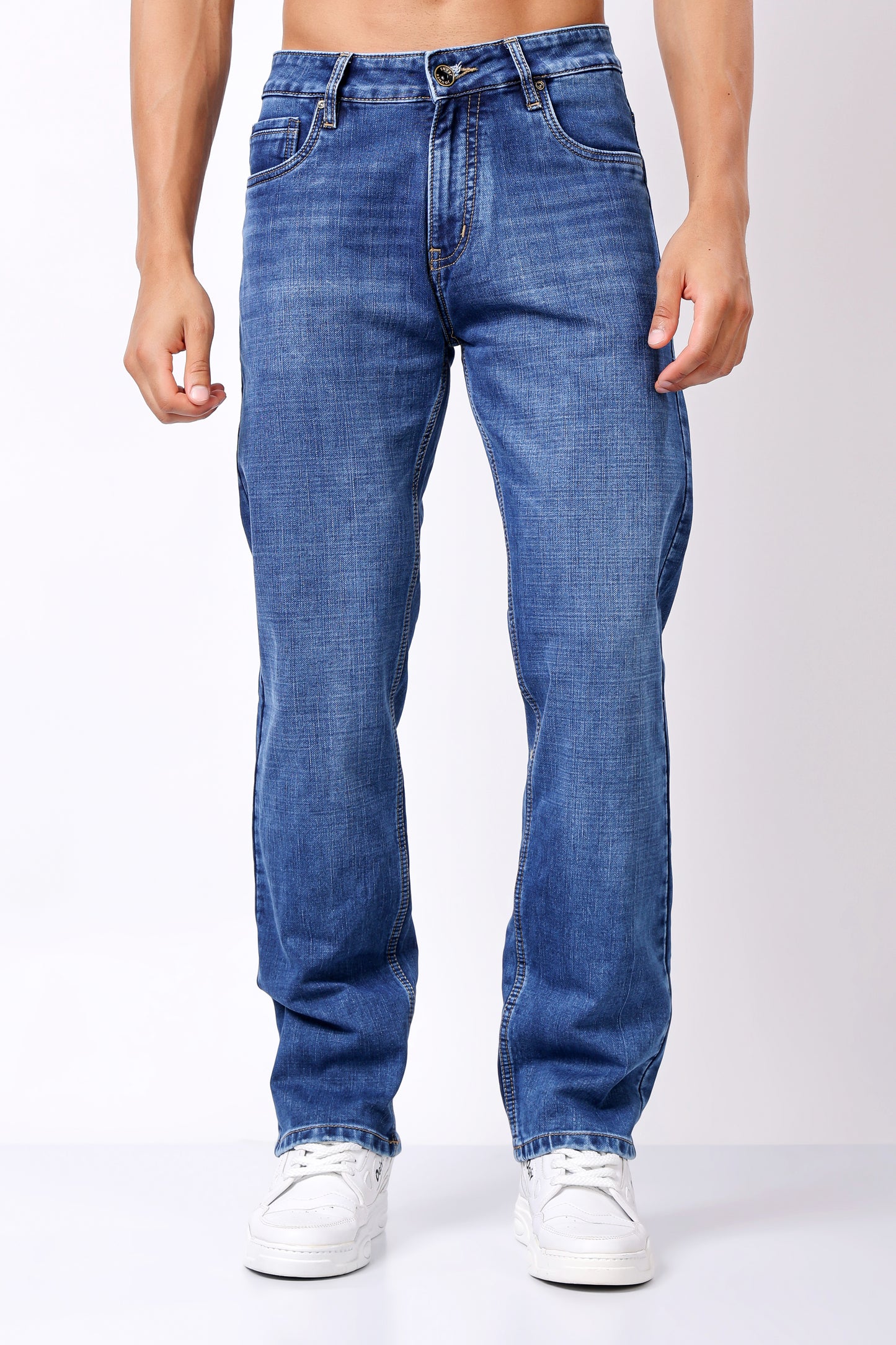 Classic Medium Wash Straight Leg Jeans