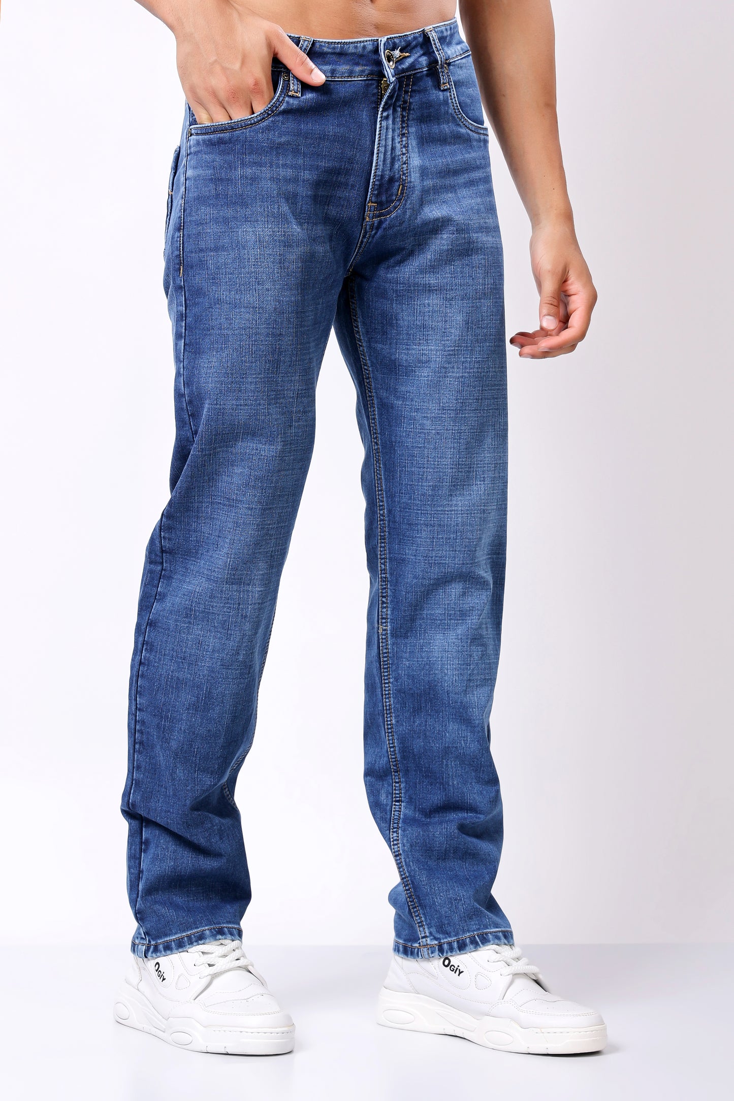 Classic Medium Wash Straight Leg Jeans