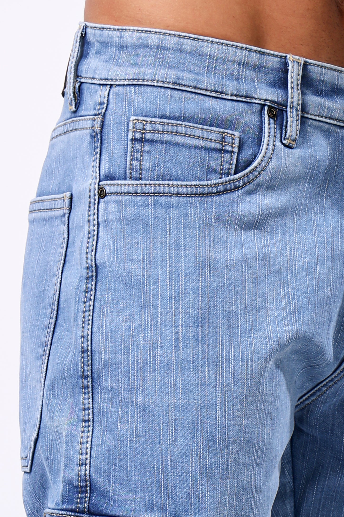 Light Blue Washed Denim Cargo Jeans with Utility Pockets