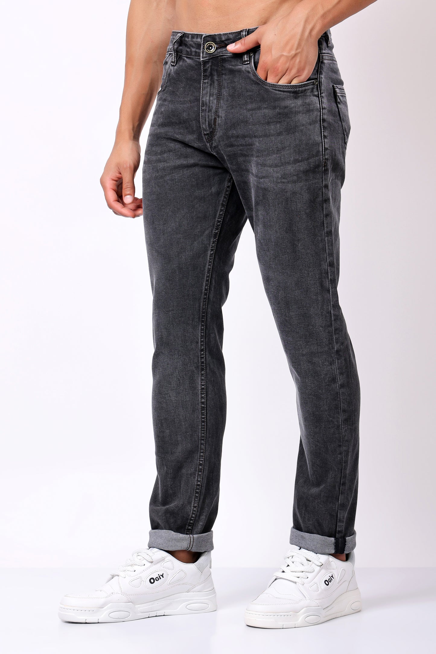 Vintage Washed Charcoal Grey Denim Jeans