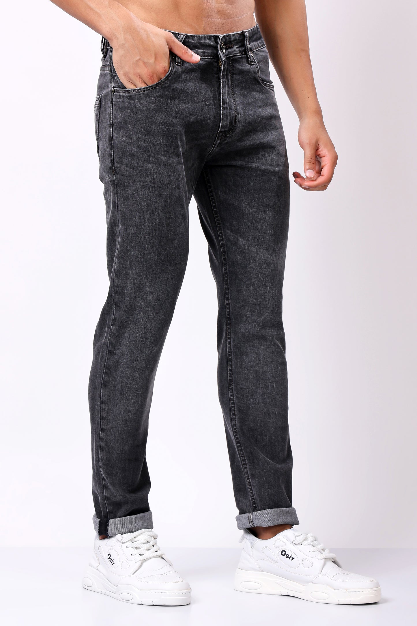 Vintage Washed Charcoal Grey Denim Jeans