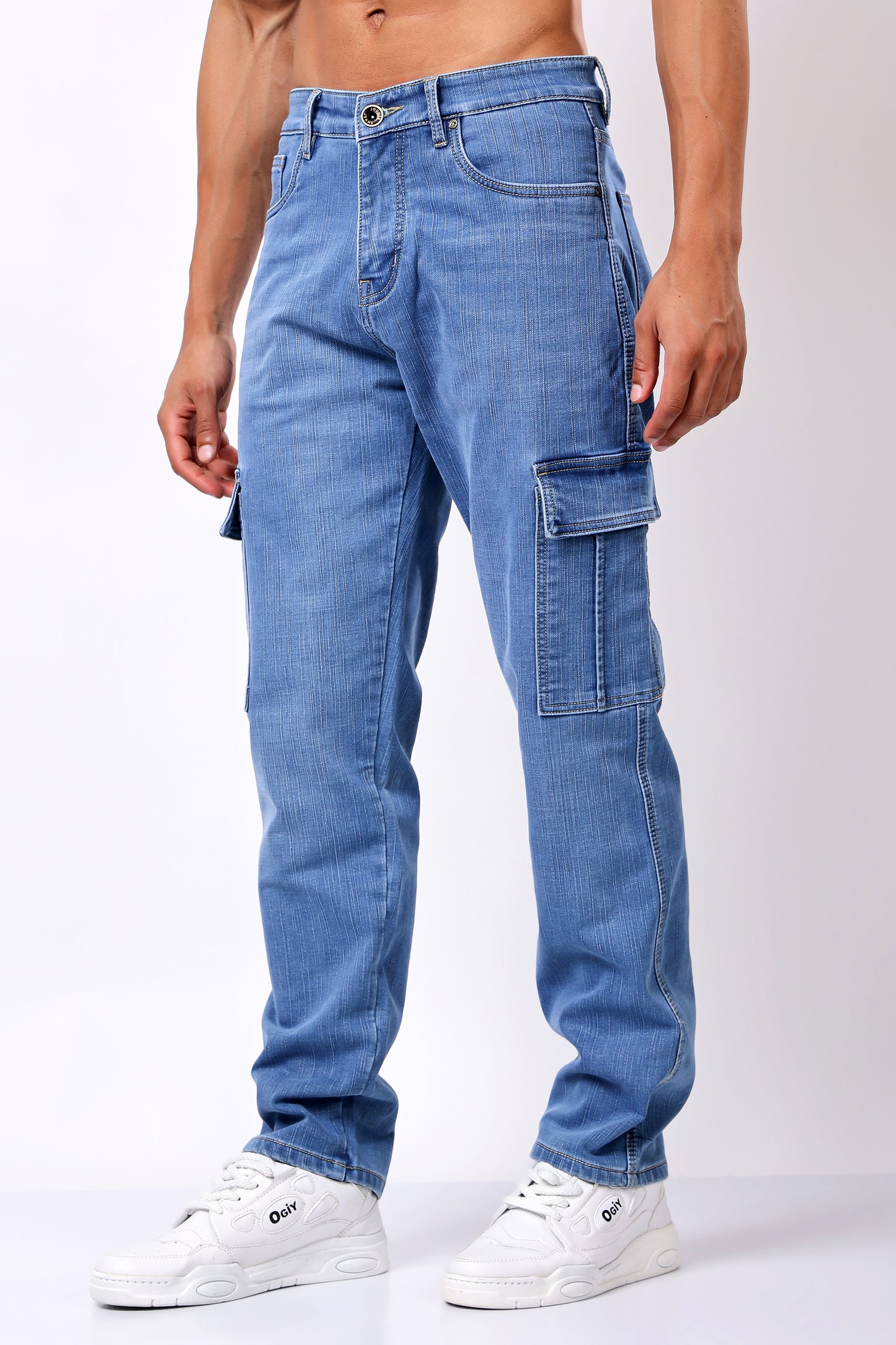 Urban Cargo Denim Jeans - Light Wash