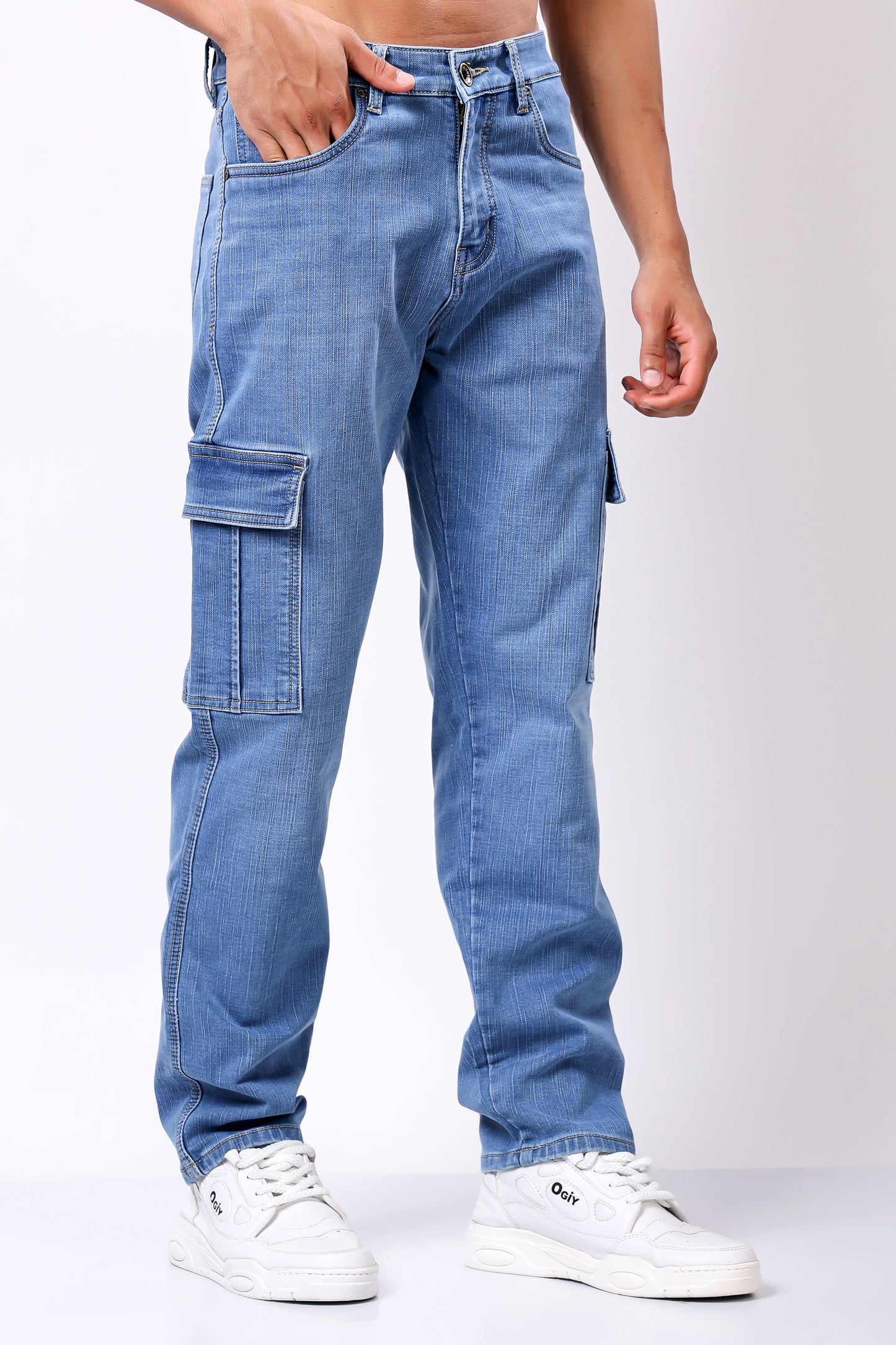 Urban Cargo Denim Jeans - Light Wash