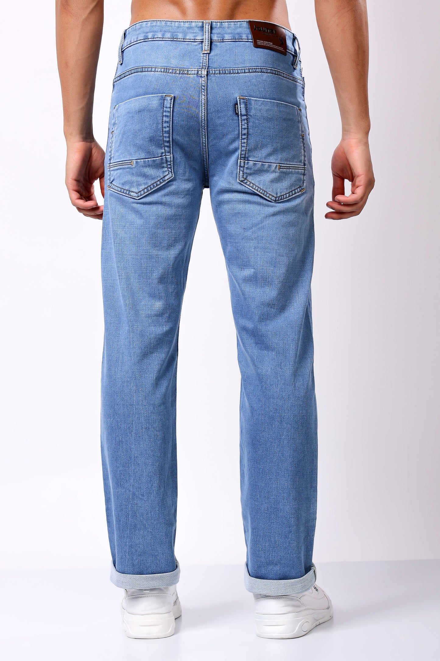 Classic Light Wash Straight-Leg Denim Jeans