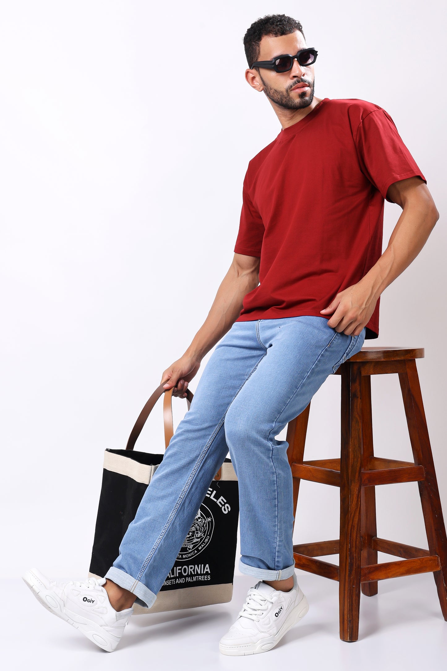Classic Light Wash Straight-Leg Denim Jeans