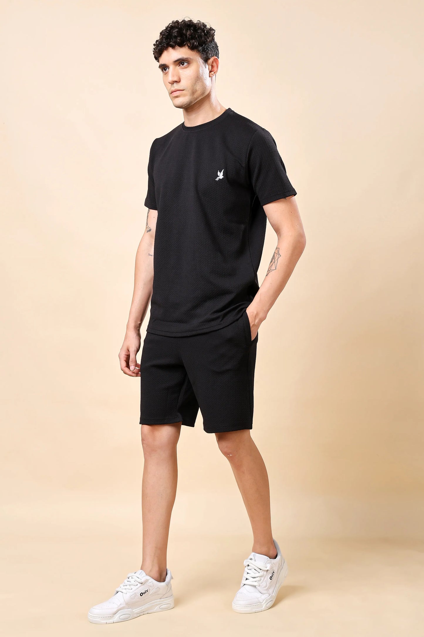 Men’s Black Co-ord Set (T-Shirt & Shorts)