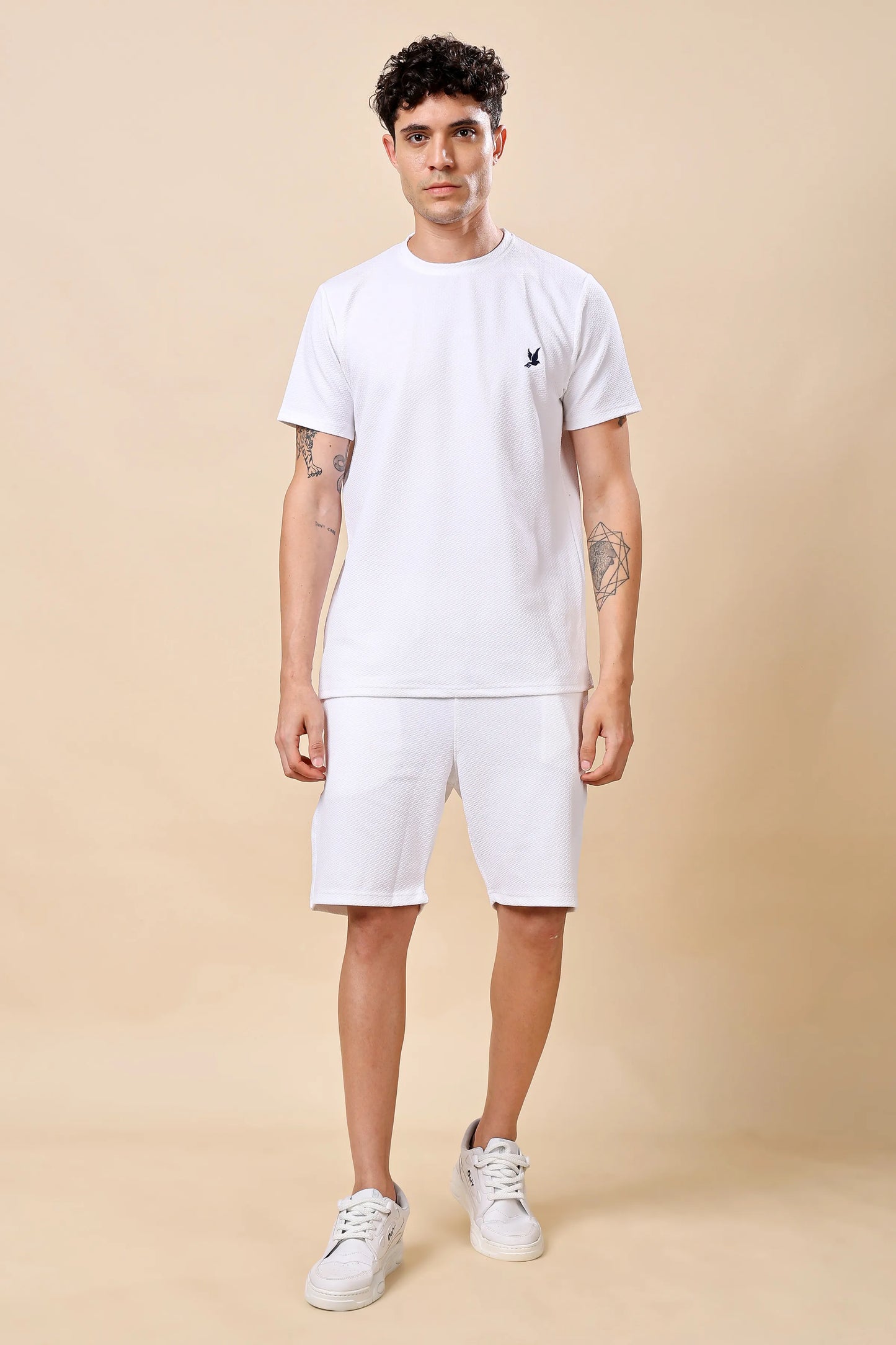 Men’s White Co-ord Set (T-Shirt & Shorts)