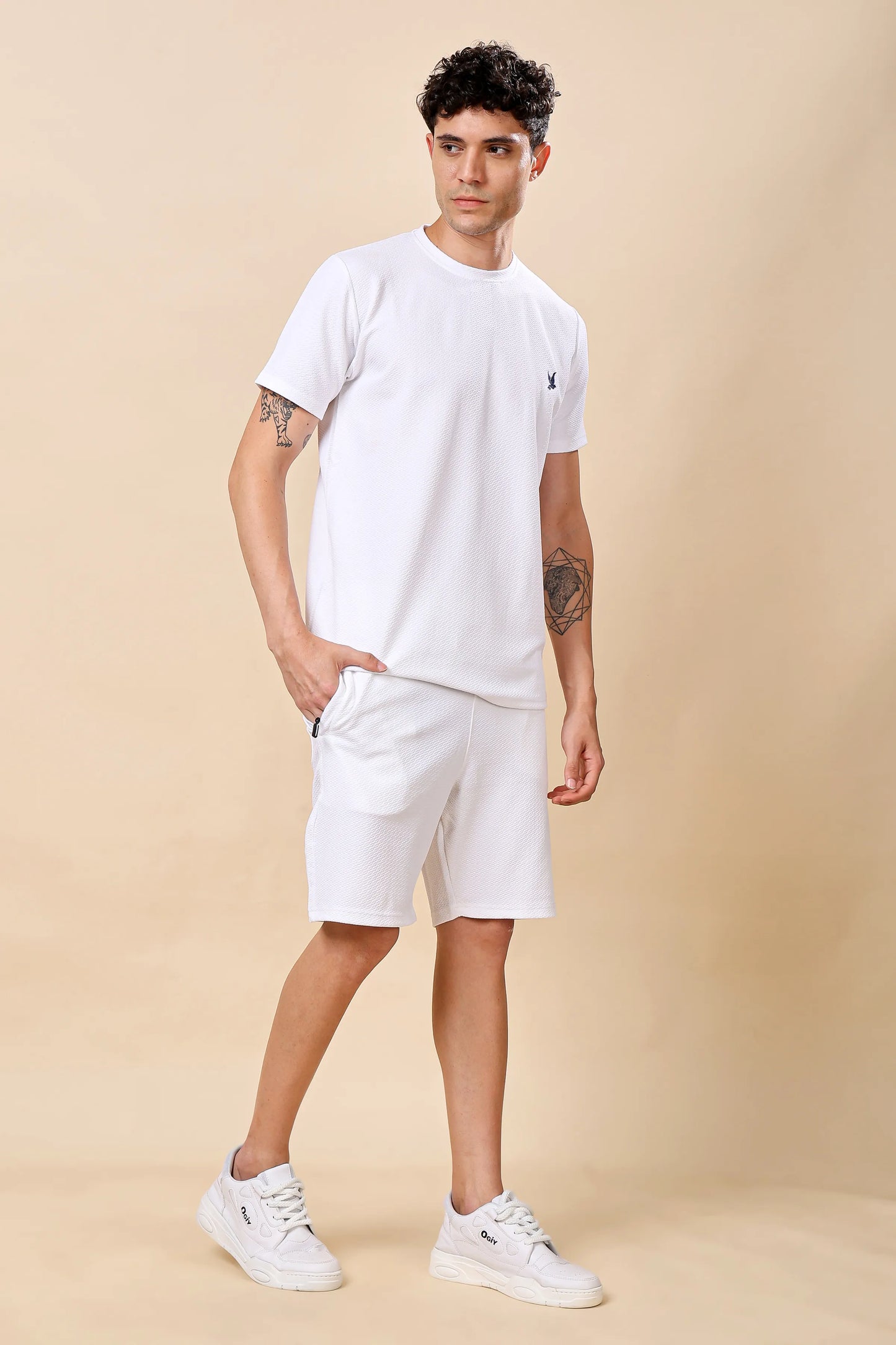 Men’s White Co-ord Set (T-Shirt & Shorts)