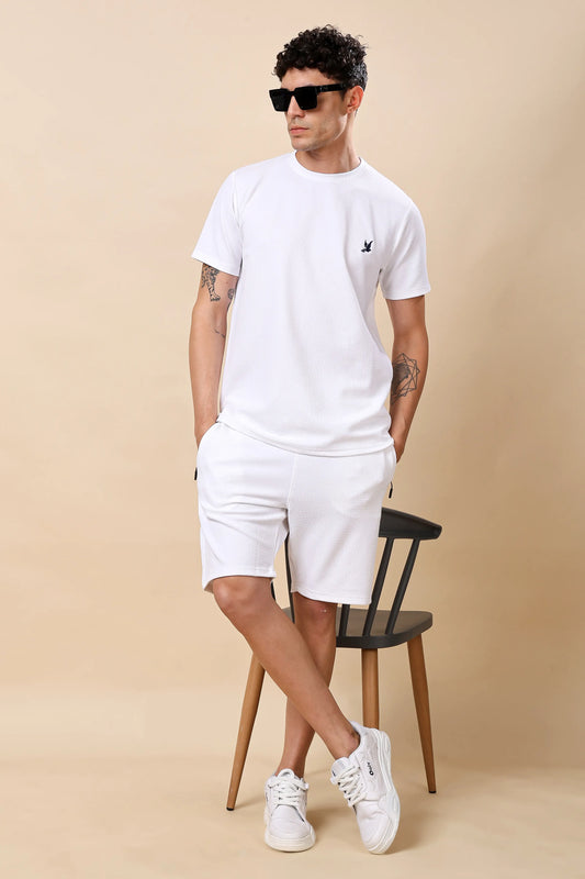 Men’s White Co-ord Set (T-Shirt & Shorts)
