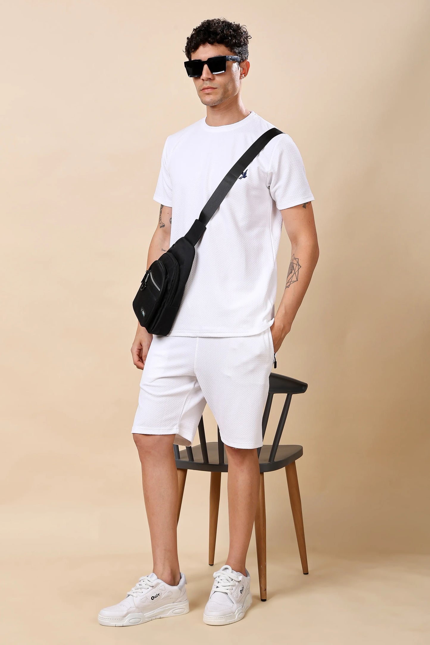 Men’s White Co-ord Set (T-Shirt & Shorts)
