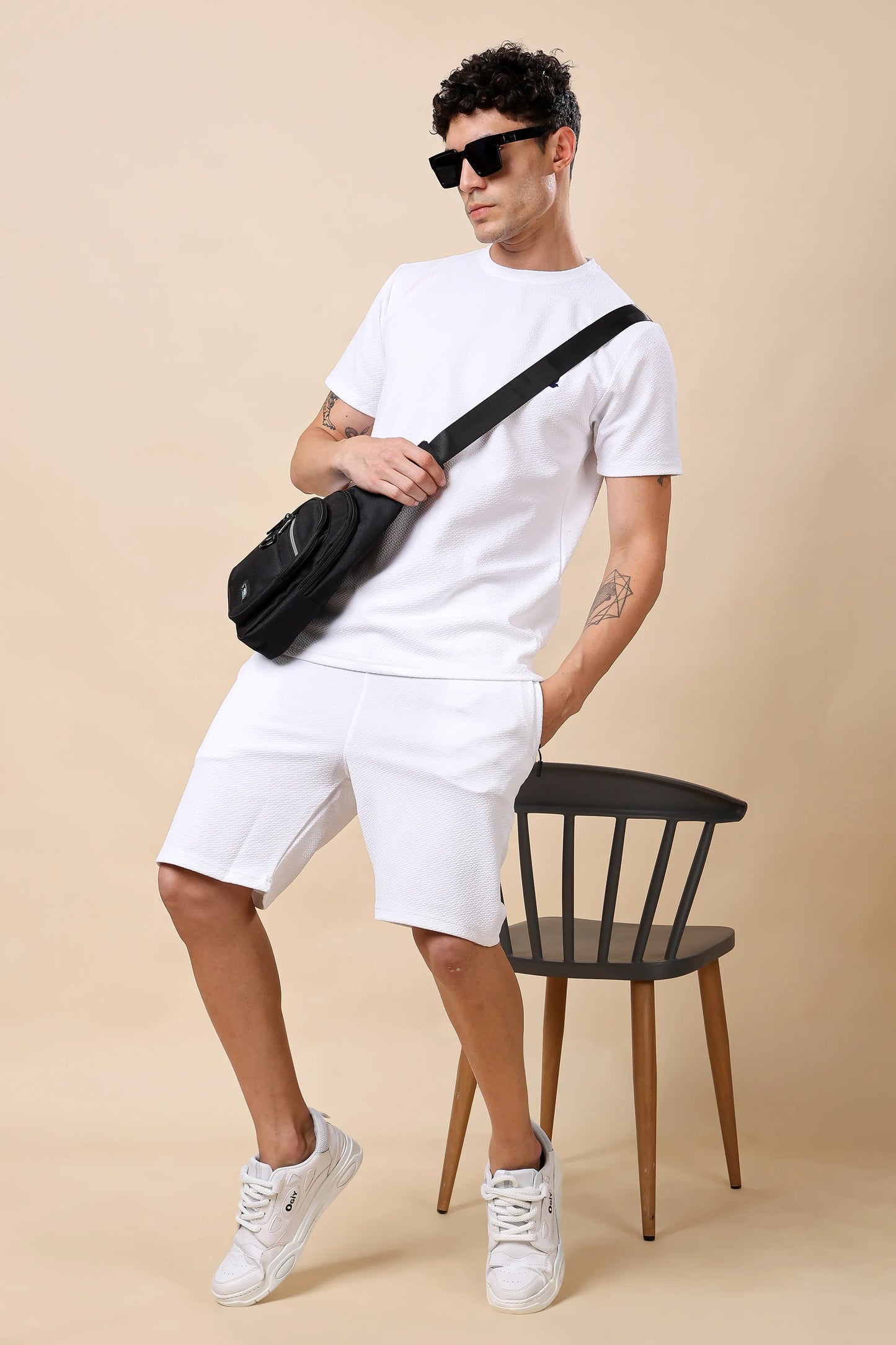 Men’s White Co-ord Set (T-Shirt & Shorts)