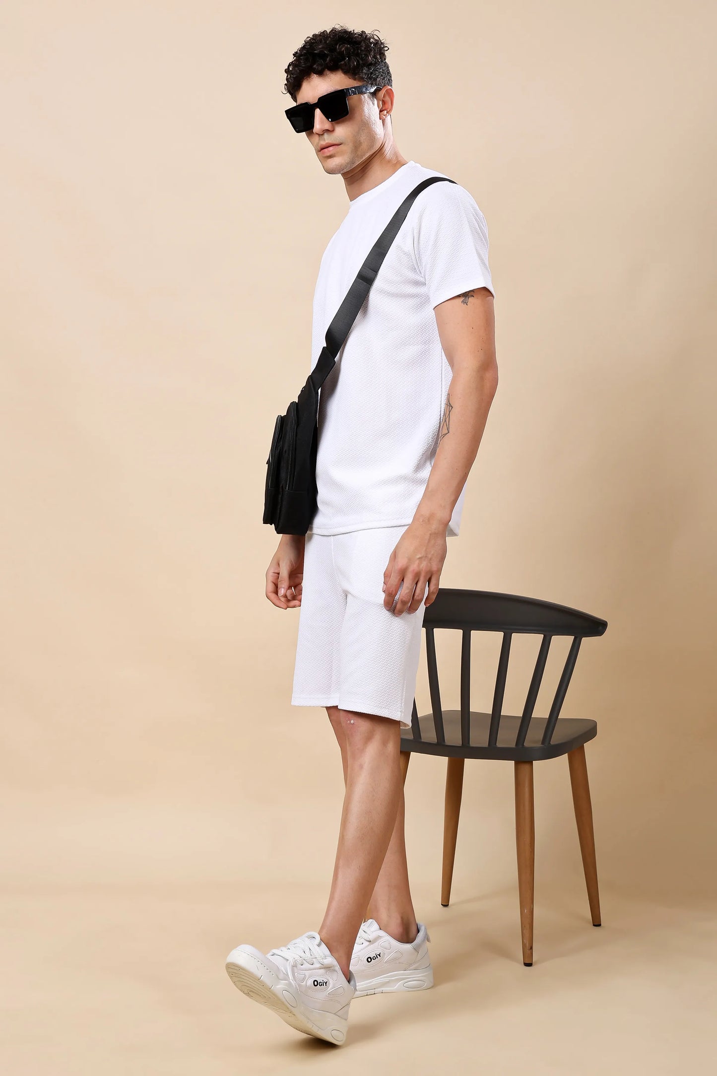 Men’s White Co-ord Set (T-Shirt & Shorts)