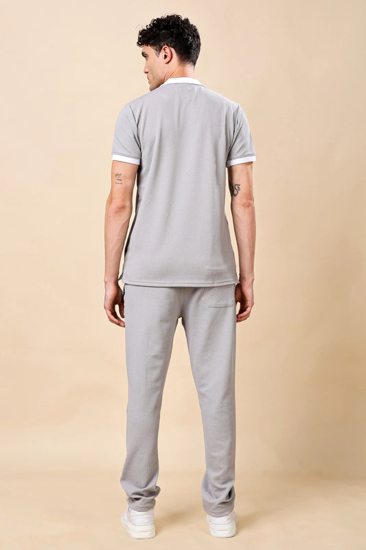 Men’s Grey Polo T-shirt & Trouser Co-ord Set