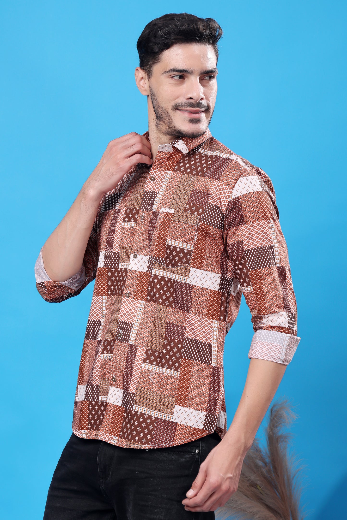 Men's Designer Patchwork Shirt – Bold Patterns, Timeless Style