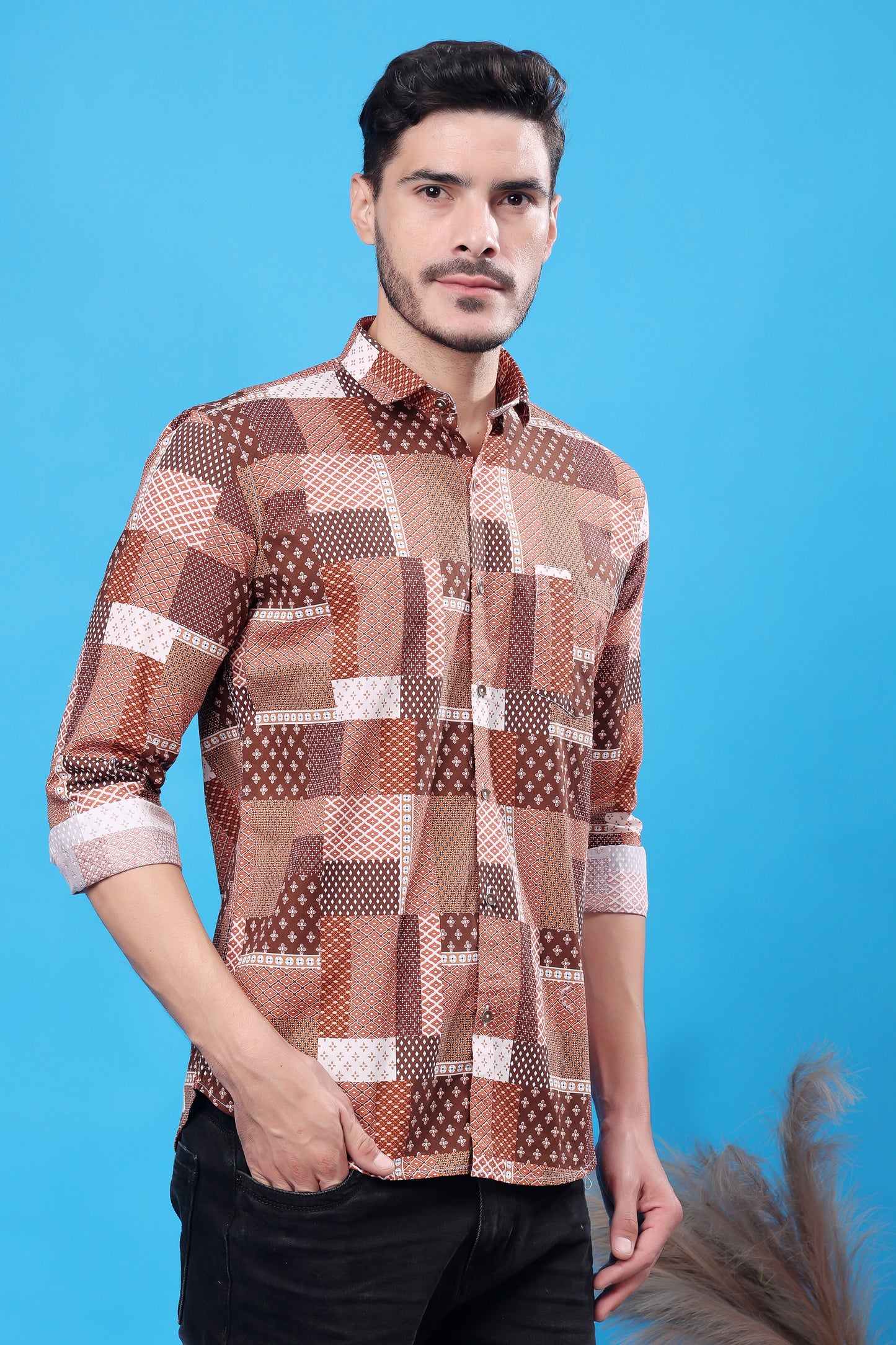 Men's Designer Patchwork Shirt – Bold Patterns, Timeless Style
