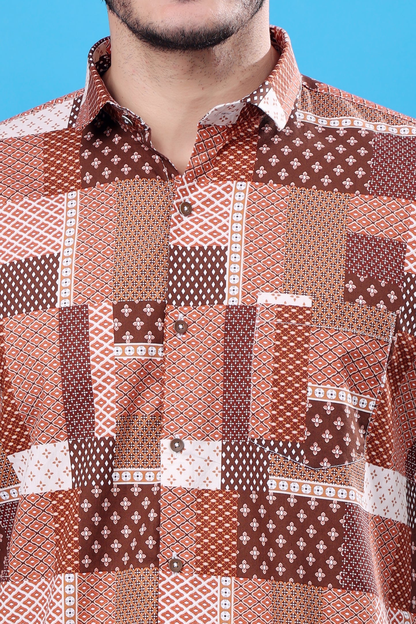 Men's Designer Patchwork Shirt – Bold Patterns, Timeless Style