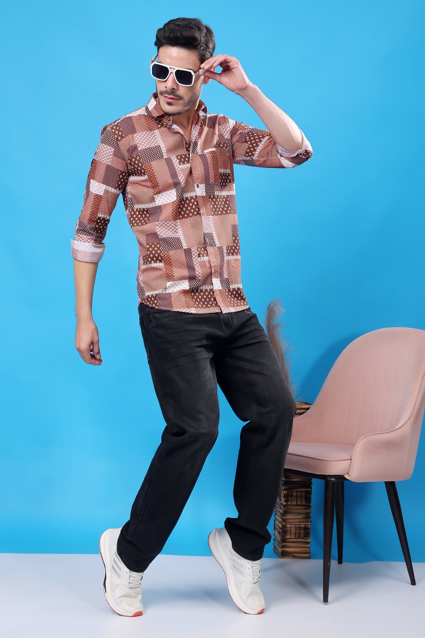 Men's Designer Patchwork Shirt – Bold Patterns, Timeless Style