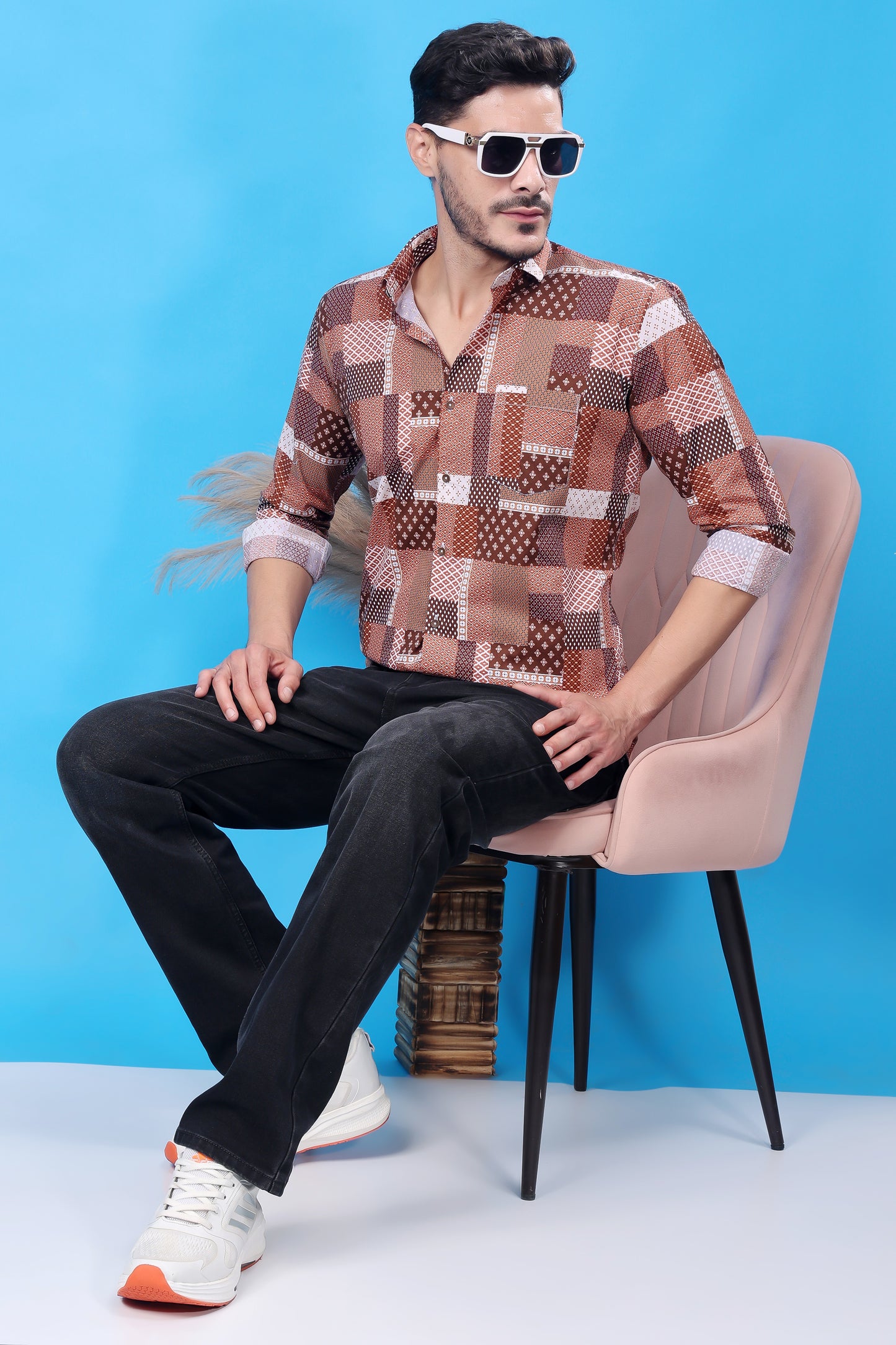 Men's Designer Patchwork Shirt – Bold Patterns, Timeless Style