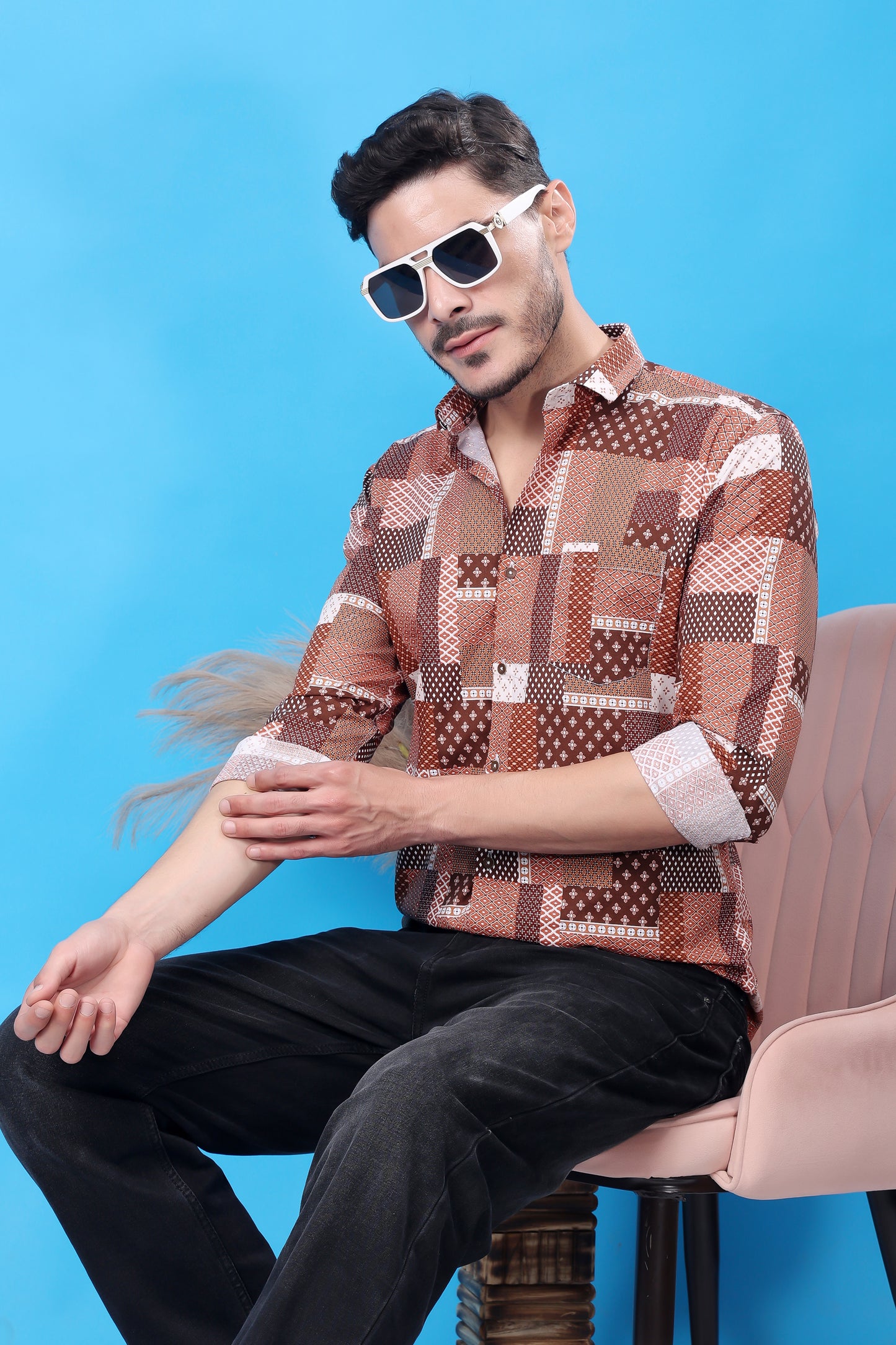 Men's Designer Patchwork Shirt – Bold Patterns, Timeless Style
