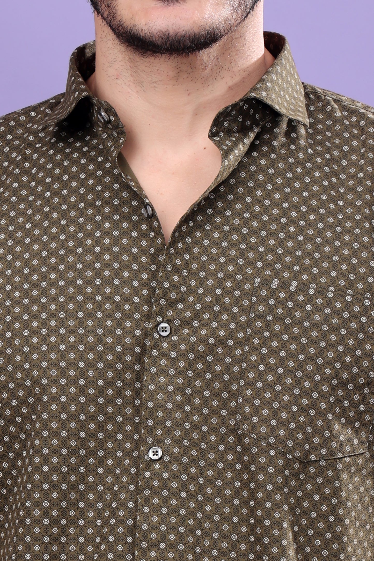 Olive Green Polka Dot Shirt – Classic Prints, Modern Appeal