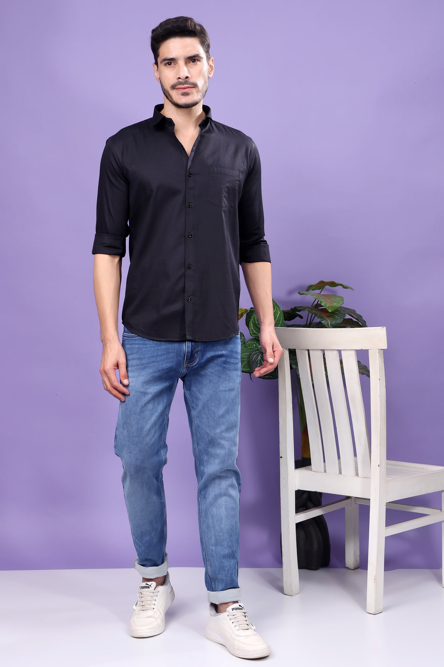 Black Textured Utility Shirt – Rugged Style, Urban Edge