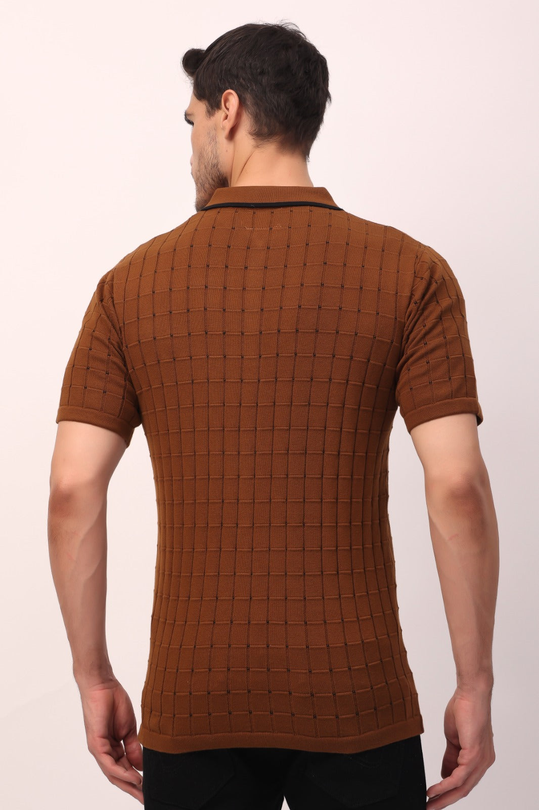 Brown Textured Polo Shirt – Modern Classic with a Bold Edge