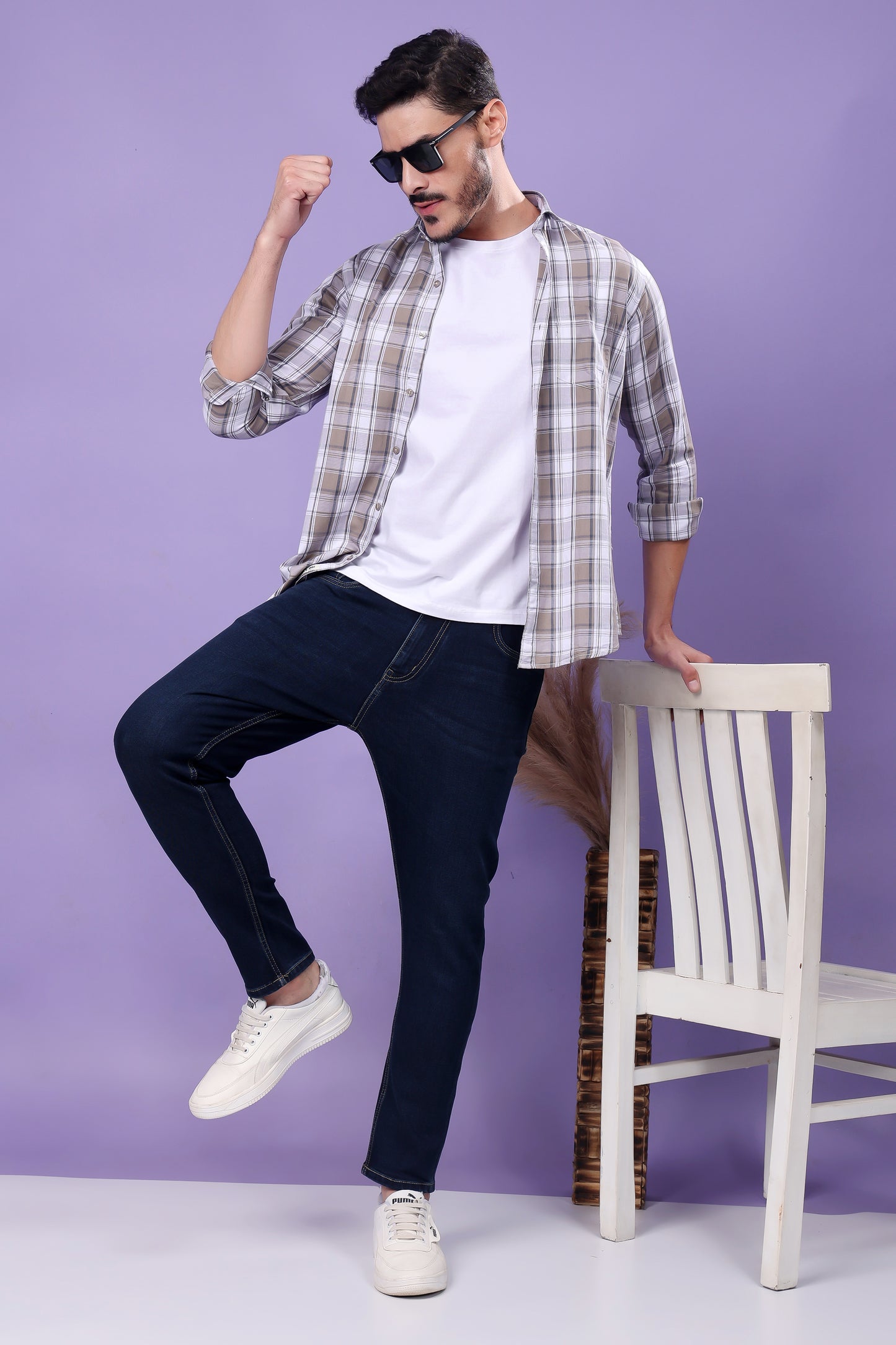 Deep Navy Blue Raw Denim Straight Leg Jeans