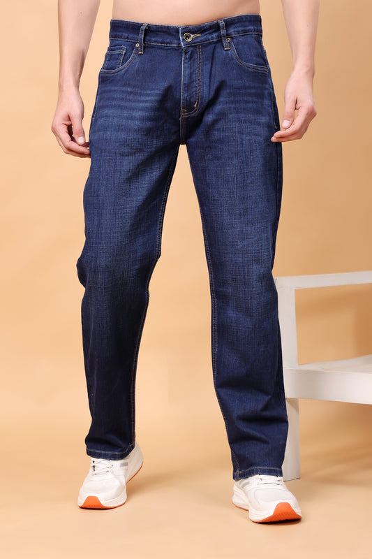 Classic Straight-Fit Dark Wash Denim Jeans