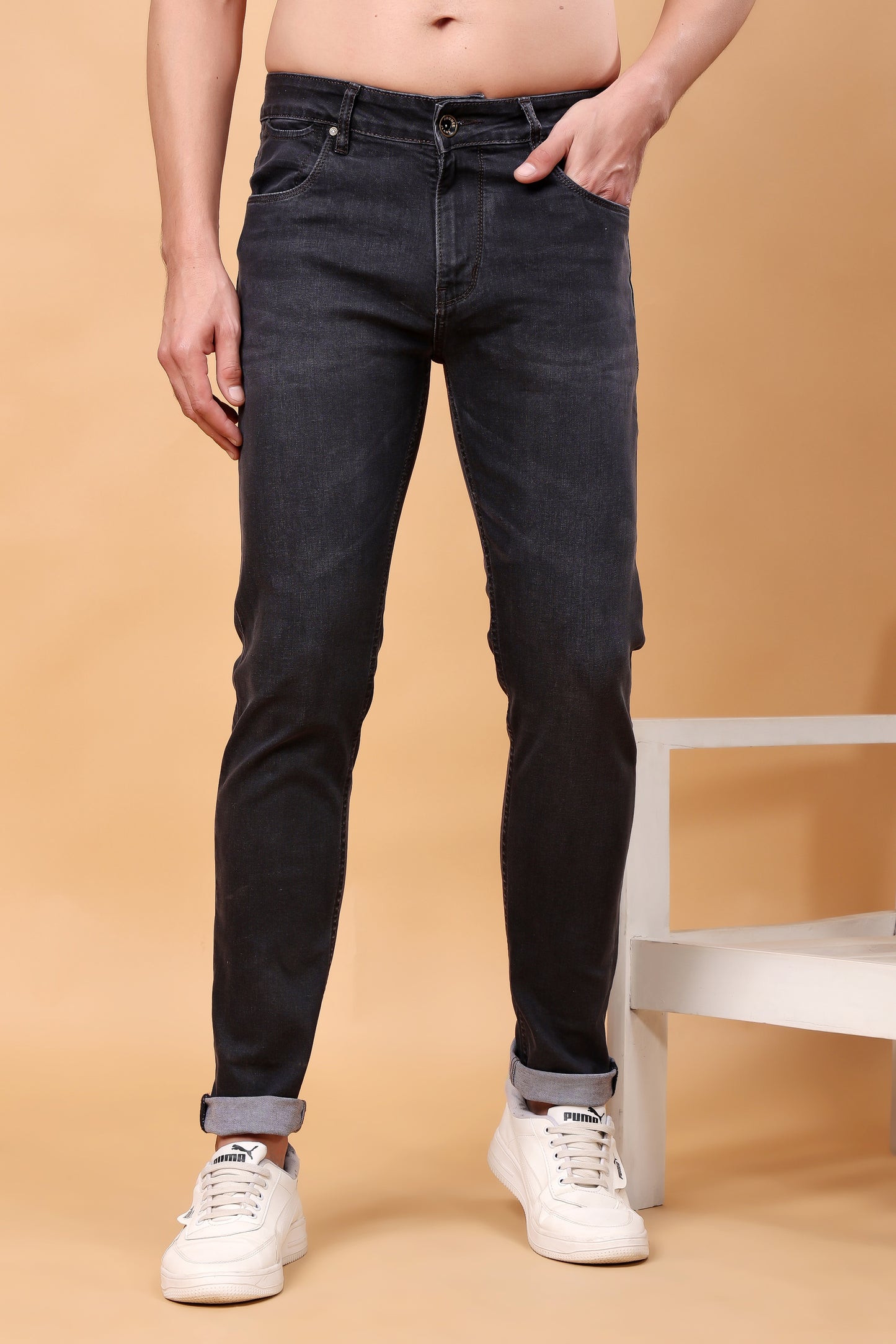 Vintage Washed Charcoal Black Denim Jeans