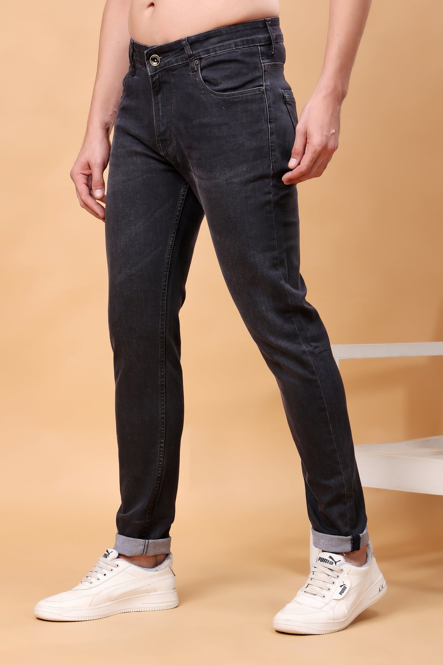 Vintage Washed Charcoal Black Denim Jeans