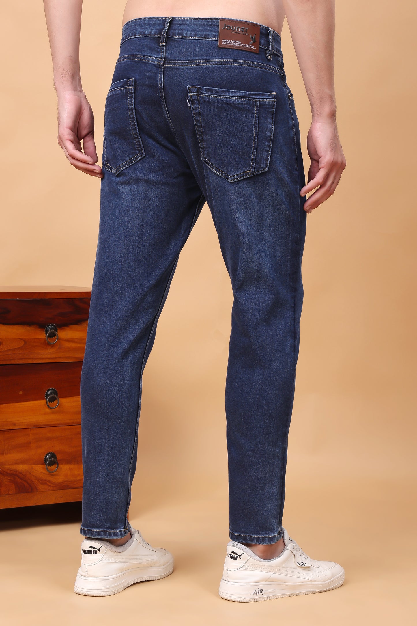 Classic Blue Stonewashed Tapered Fit Jeans