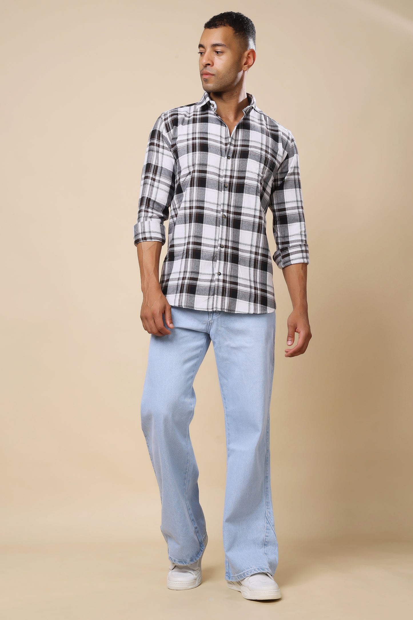 White & Black Checked Casual Shirt – Classic Meets Modern