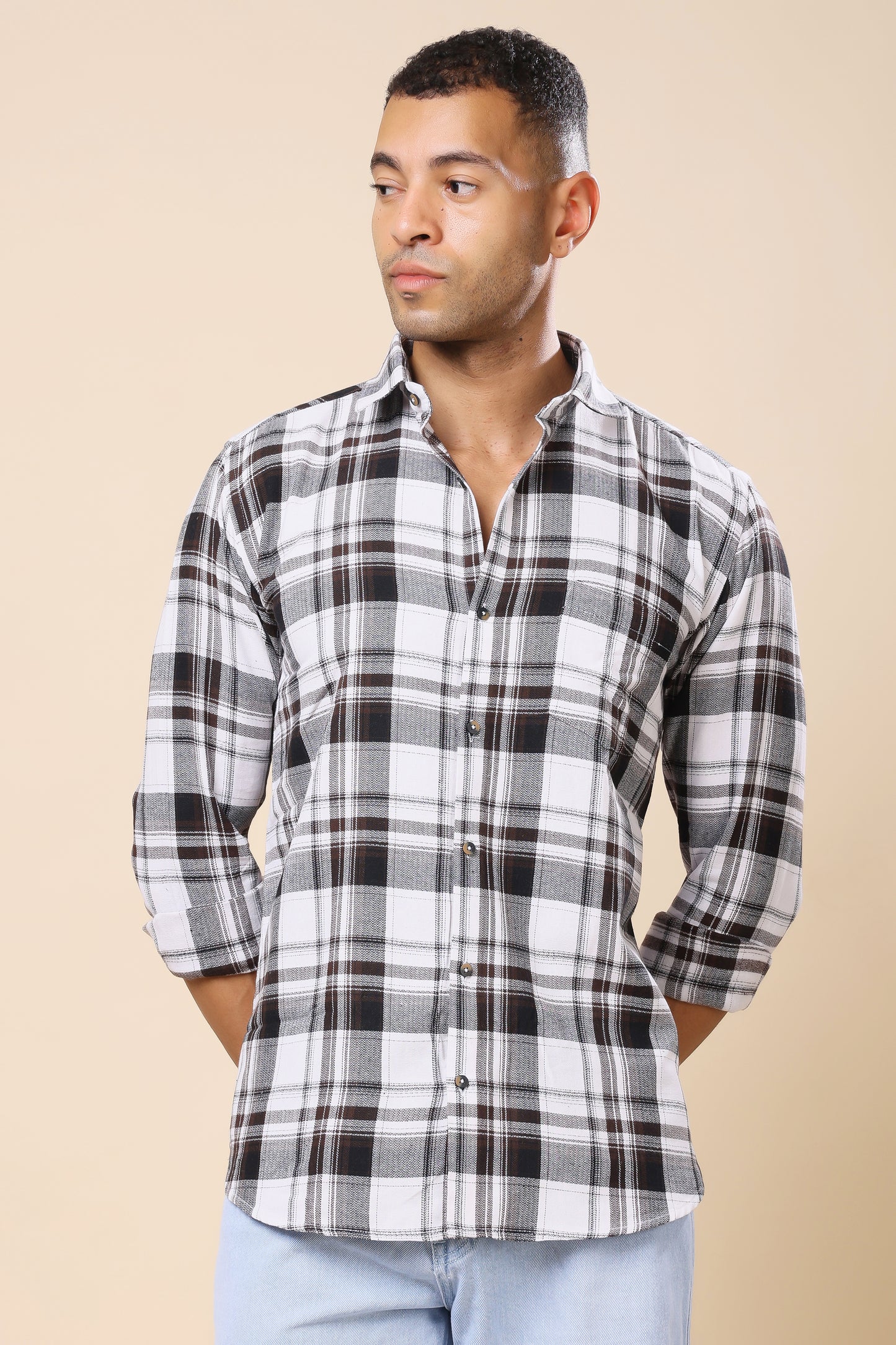 White & Black Checked Casual Shirt – Classic Meets Modern