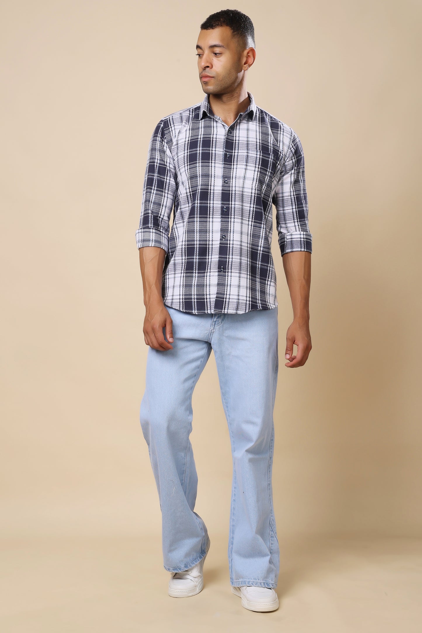 Navy & White Checkered Shirt – Timeless Patterns, Contemporary Cool
