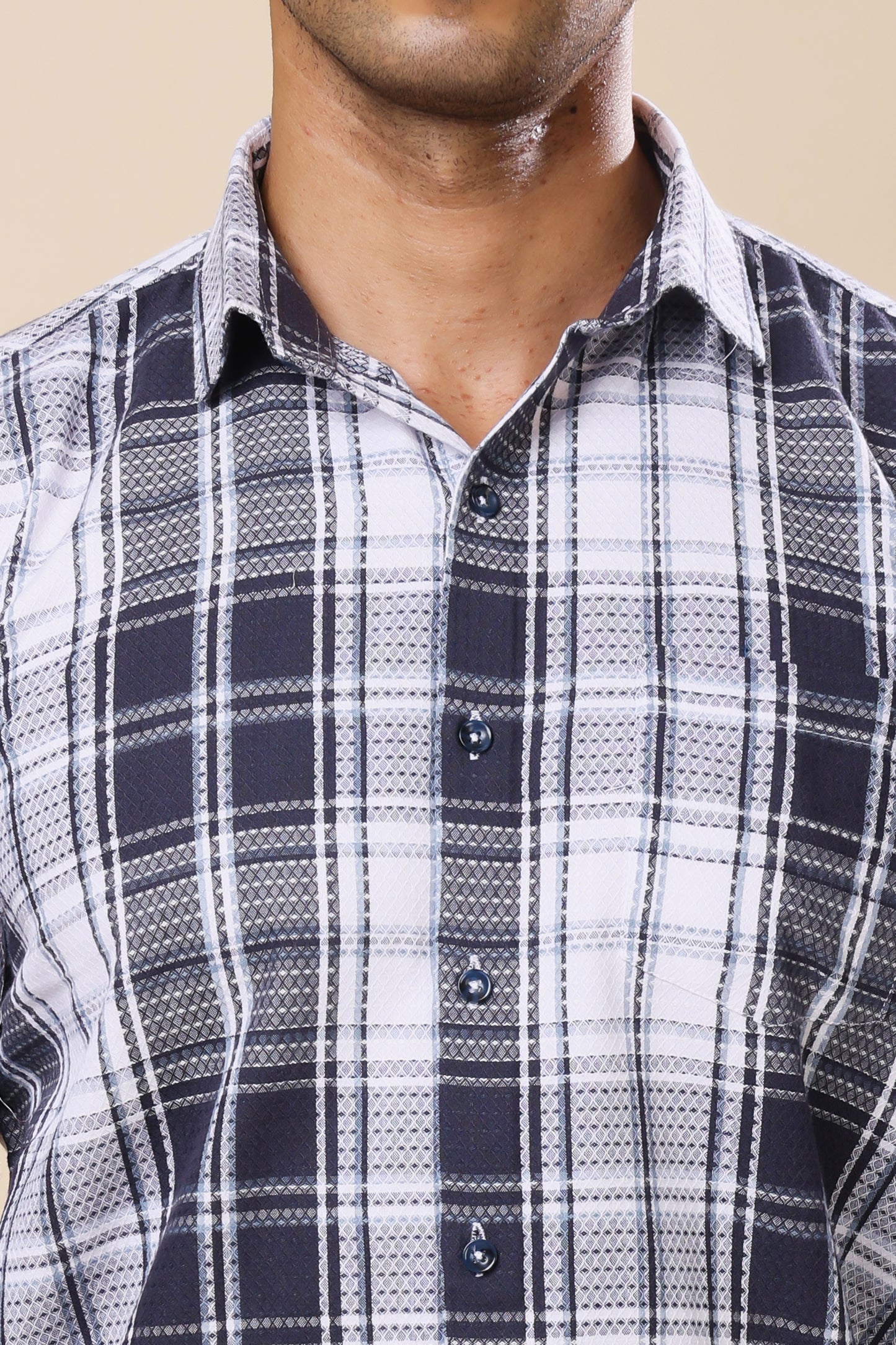 Navy & White Checkered Shirt – Timeless Patterns, Contemporary Cool