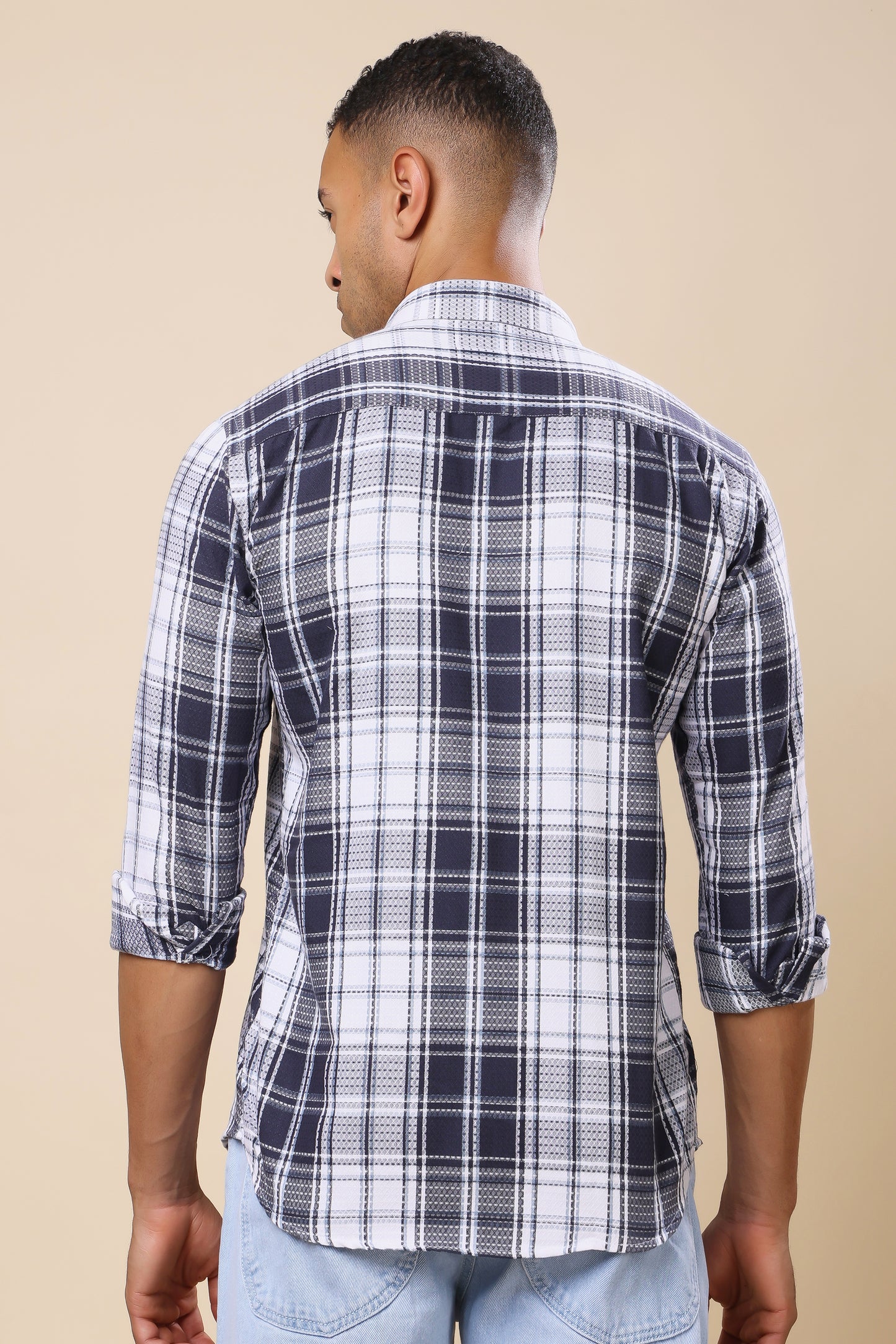 Navy & White Checkered Shirt – Timeless Patterns, Contemporary Cool