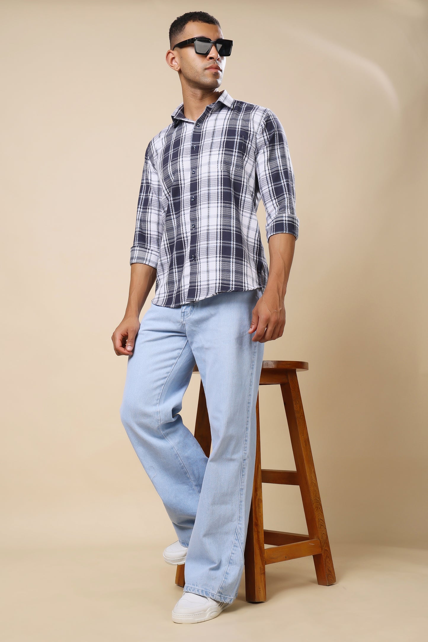 Navy & White Checkered Shirt – Timeless Patterns, Contemporary Cool