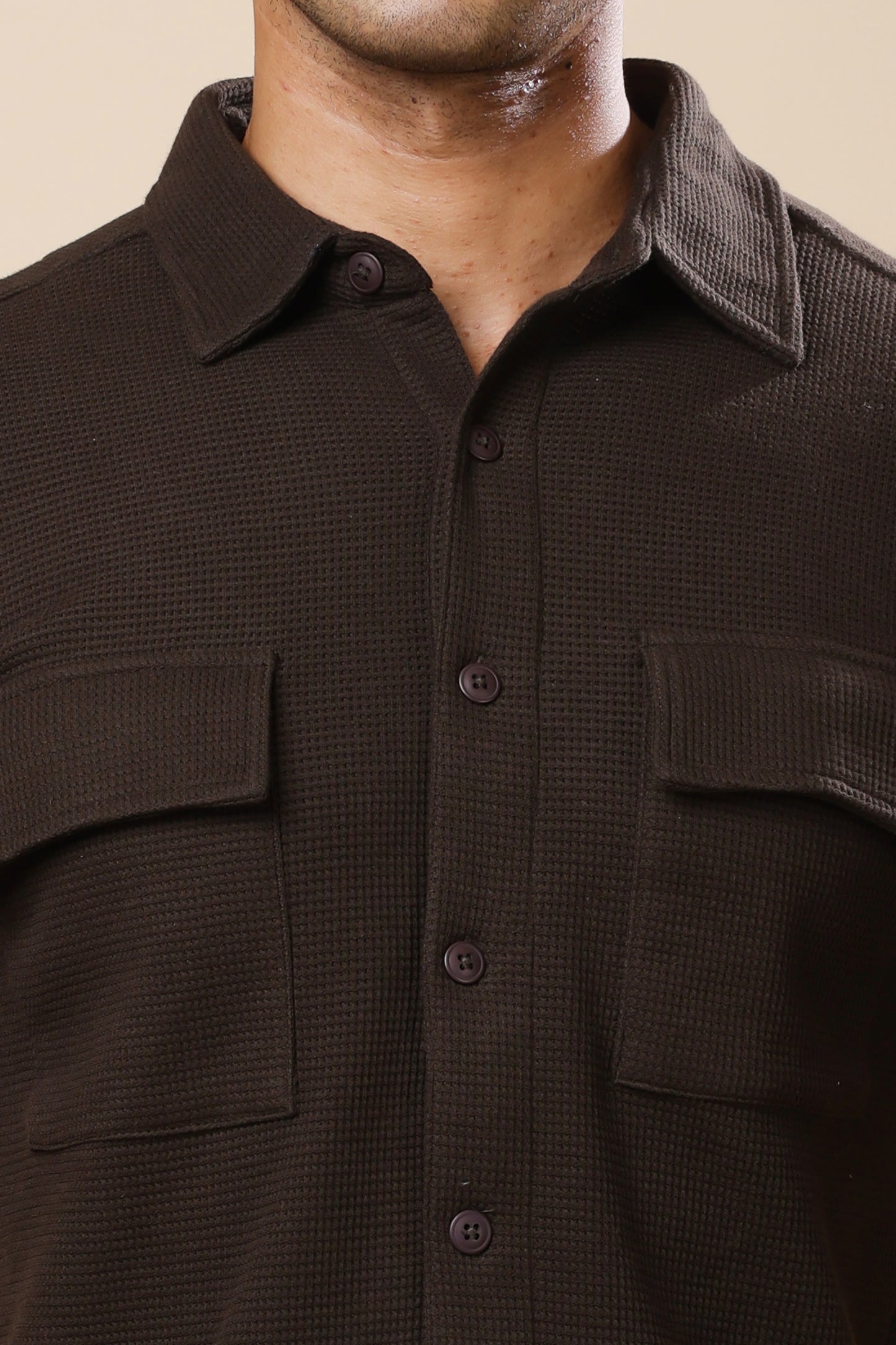Brown Textured Utility Shirt – Earthy Tones, Tactical Style