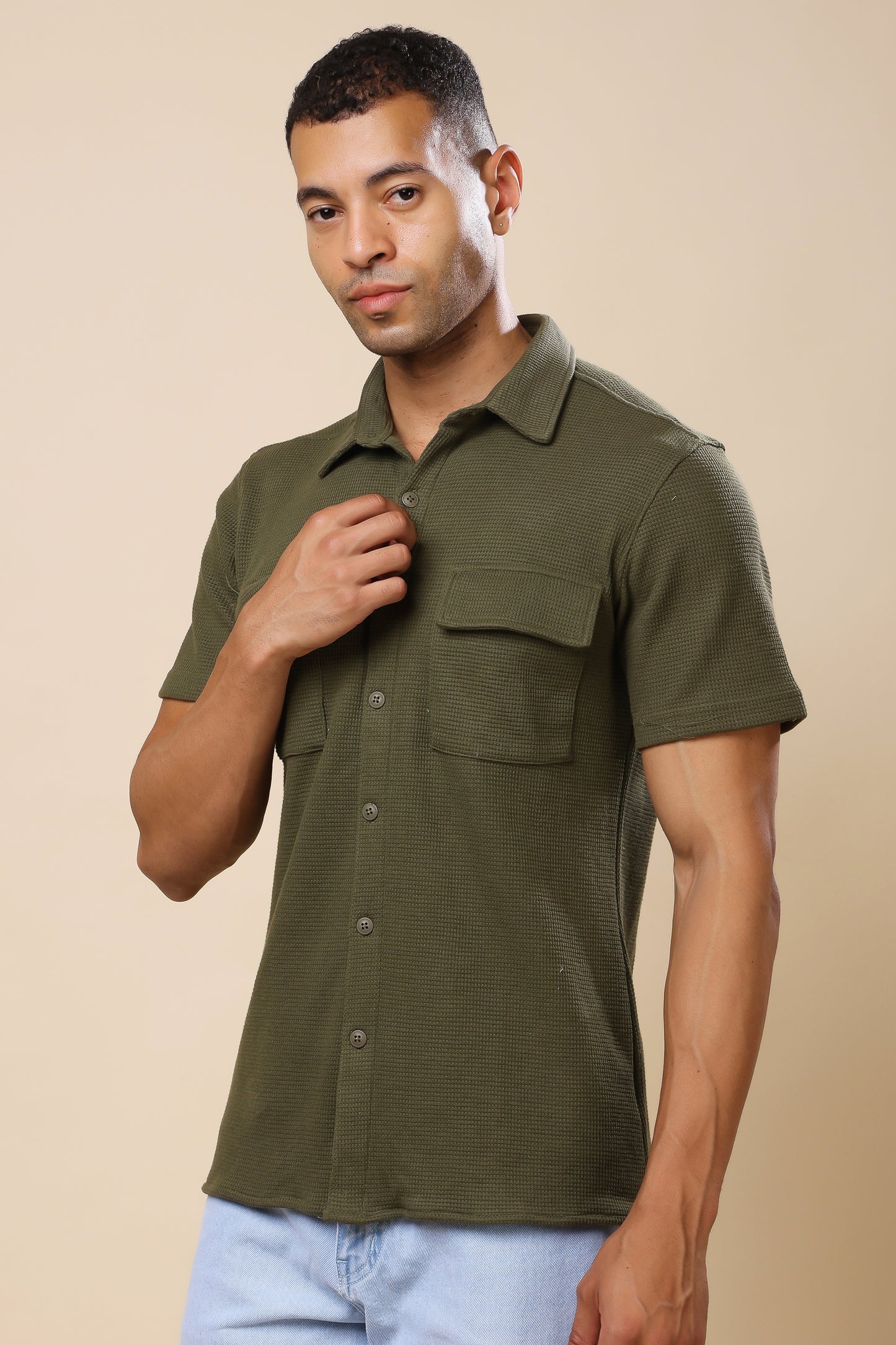 Olive Green Utility Shirt – Functional Style, Urban Edge