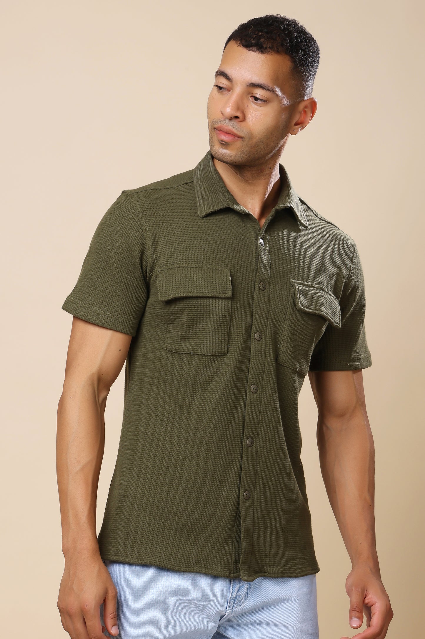 Olive Green Utility Shirt – Functional Style, Urban Edge