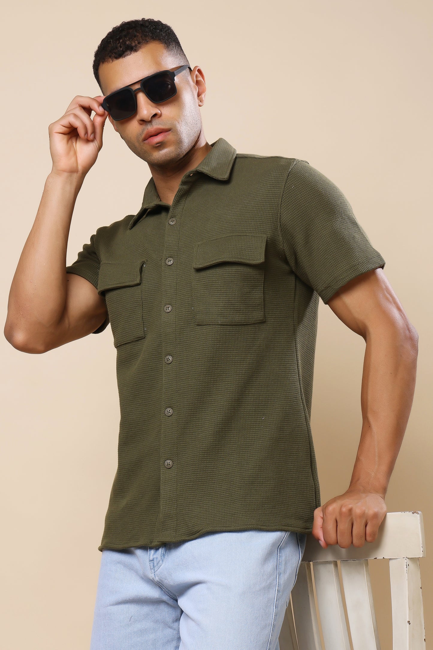 Olive Green Utility Shirt – Functional Style, Urban Edge