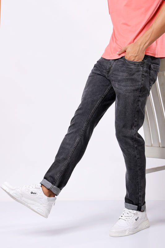 Vintage Washed Charcoal Grey Denim Jeans