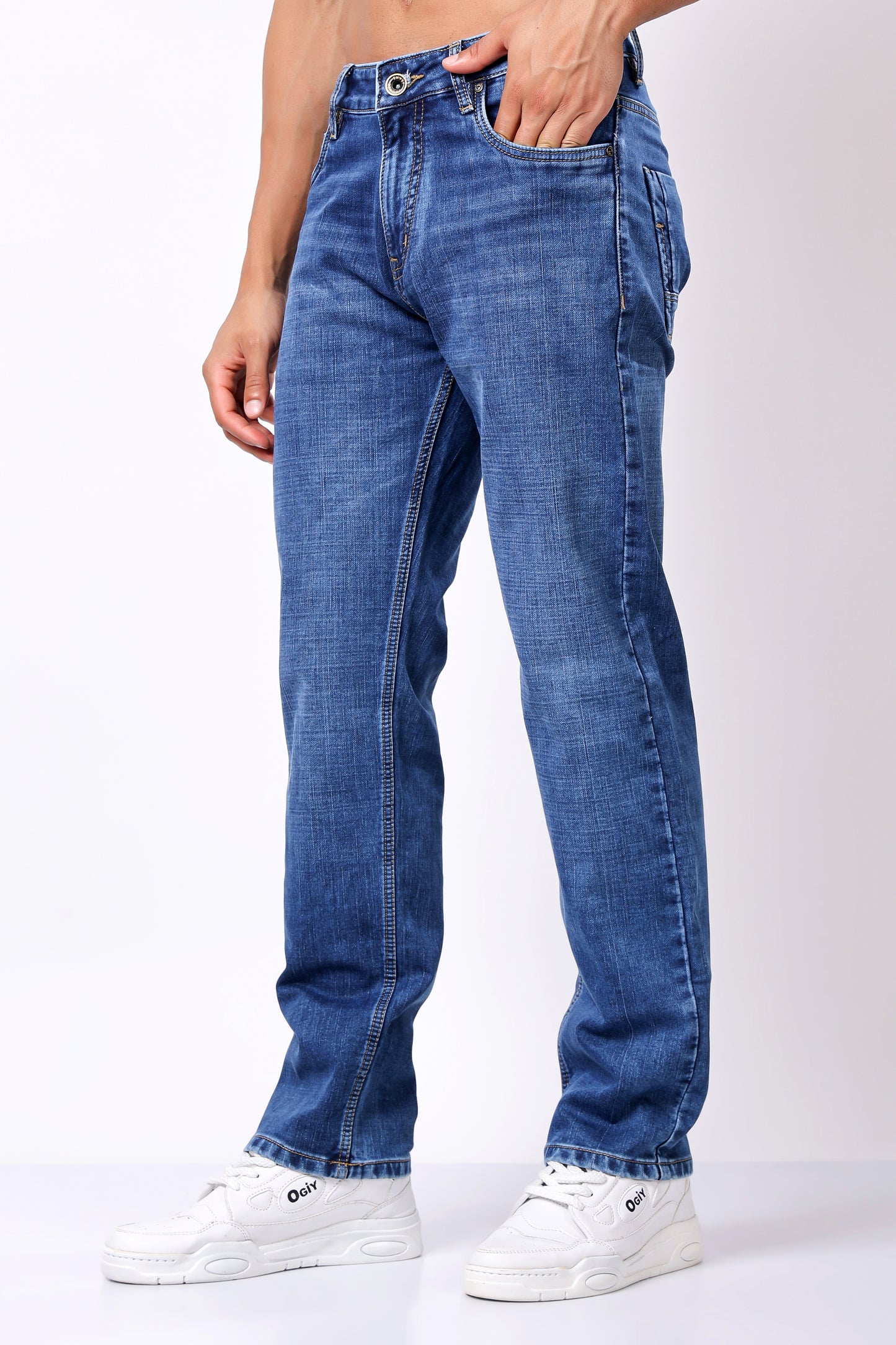Classic Medium Wash Straight Leg Jeans
