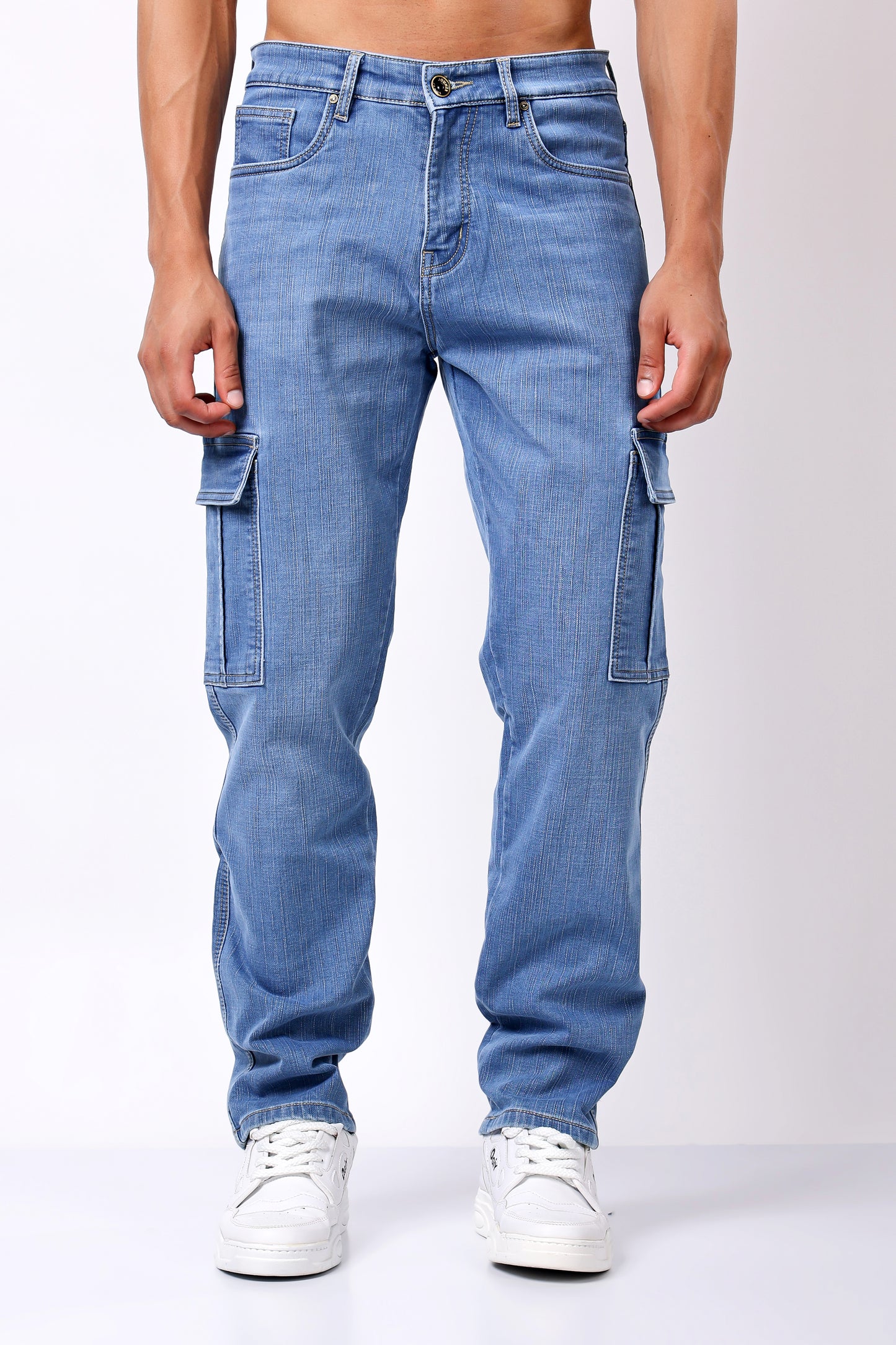 Urban Cargo Denim Jeans - Light Wash