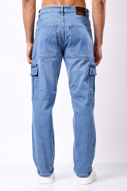 Urban Cargo Denim Jeans - Light Wash