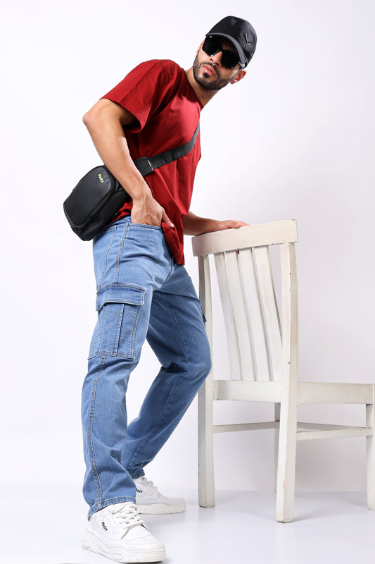 Urban Cargo Denim Jeans - Light Wash