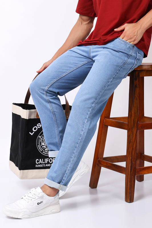 Classic Light Wash Straight-Leg Denim Jeans