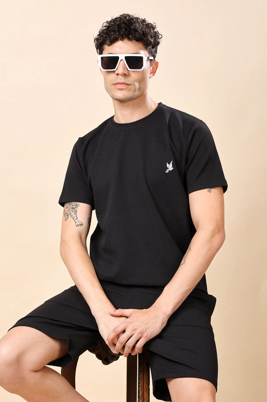 Men’s Black Co-ord Set (T-Shirt & Shorts)
