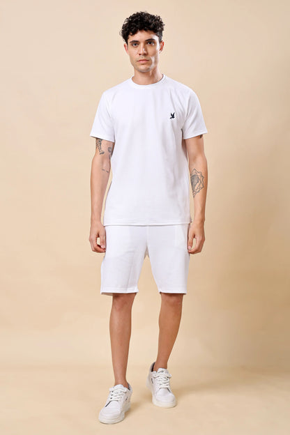 Men’s White Co-ord Set (T-Shirt & Shorts)